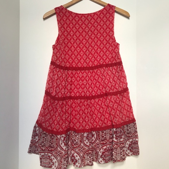 Small As U Wish Red Paisley Tanktop Dress With Tie - Picture 2 of 3
